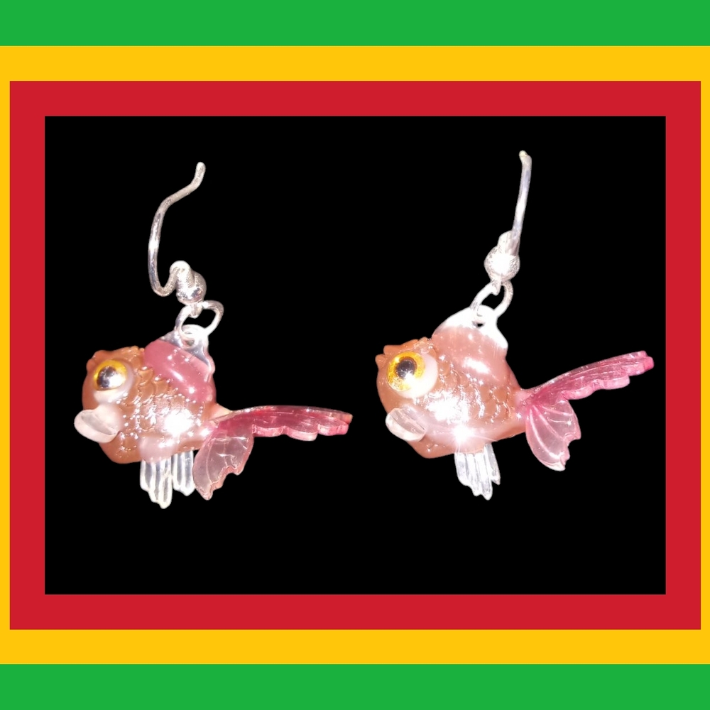 Red Fish Earrings with Intricate Design
